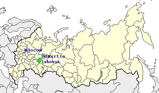 Map of Russia. Udmurtia Location.